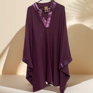 Antthony Deep Purple Tunic with Sequin Accents